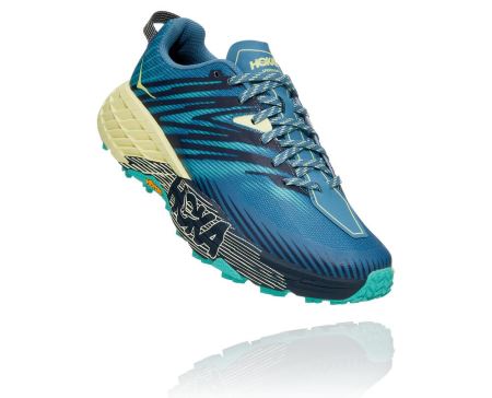 Hoka One One Speedgoat 4 - Tenis Corrida Largos Mulher Azuis / Verdes | PT-mlAPbdv